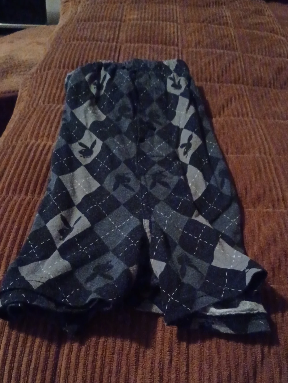 PLAYBOY Black and Gray Argyle Bunny Print Men's Boxers